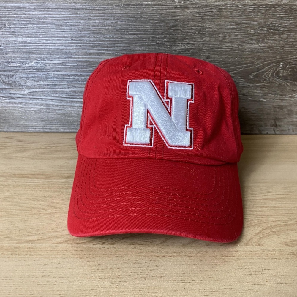 Nebraska Cornhuskers Hat Cap Strap Back Red White NCAA Football College Mens